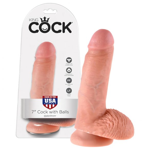 King Cock 7 dildo med kugler (18 cm) - naturlig