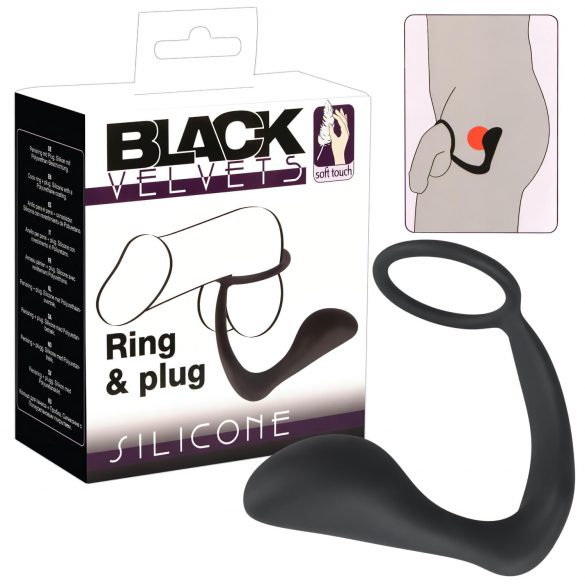 Black Velvet - analplug med penisring (sort)