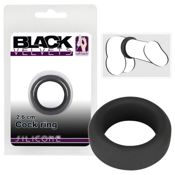 Black Velvet - tyk væg penisring (2,6 cm) - sort