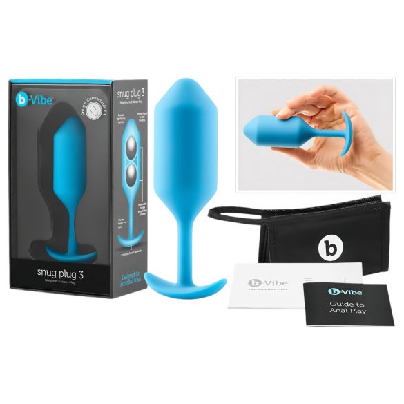 b-vibe Snug Plug 3 - dobbelt kugleanalplug (180g) - blå