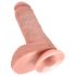 King Cock 20 cm dildo med kugler - natur