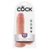 King Cock 20 cm dildo med kugler - natur