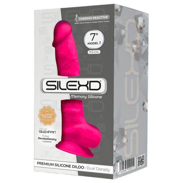 Silexd 7 - Formbar sugedildo m. kugler - 17,5cm (pink)