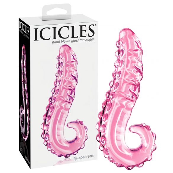 Icicles No. 24 - rillet glasdildo (pink)