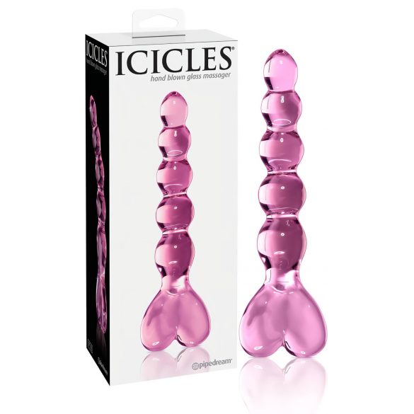 Icicles No. 43 - perleglasdildo med hjerte (pink)