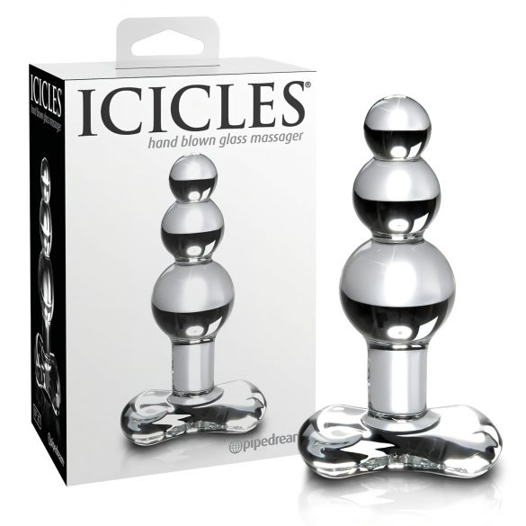 Icicles No. 47 - Tredobbelt perlet glas anal plug (gennemsigtig)