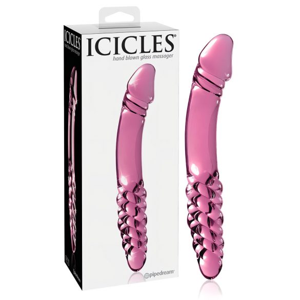 Icicles No. 57 - pink dobbeltsidet glasdildo med penisdesign