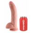 King Cock 9 - Stor sugekopdildo med kugler (23 cm) - naturlig