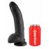 King Cock 9 - stor dildo med sugekop (23cm) m. testikler - sort