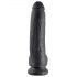 King Cock 9 - stor dildo med sugekop (23cm) m. testikler - sort