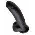 King Cock 9 - stor dildo med sugekop (23cm) m. testikler - sort