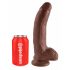 King Cock 9 - Stor sugebund dildo med boller (23 cm) - brun