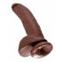 King Cock 9 - Stor sugebund dildo med boller (23 cm) - brun