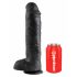 King Cock 11 - stor sugebund dildo, sæt testikler (28cm) - sort