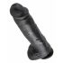 King Cock 11 - stor sugebund dildo, sæt testikler (28cm) - sort