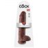 King Cock 11 - stor sugetildildo med kugler (28cm) - brun