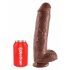 King Cock 11 - stor sugetildildo med kugler (28cm) - brun