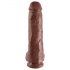 King Cock 11 - stor sugetildildo med kugler (28cm) - brun