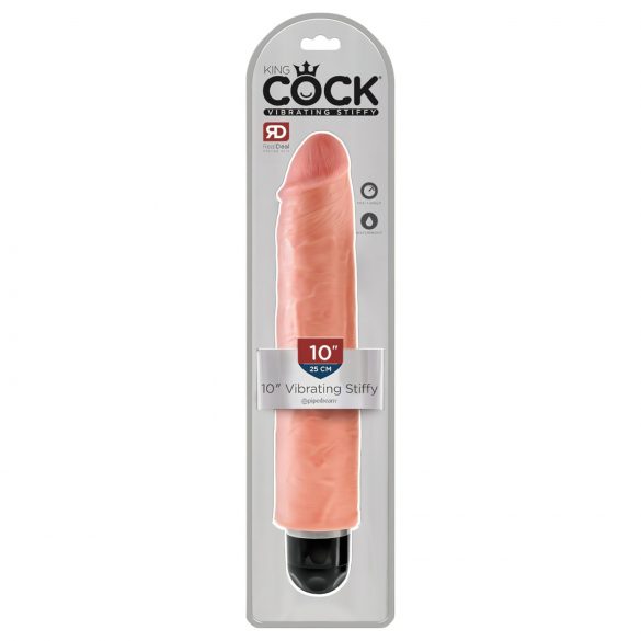 King Cock 10 Stiffy - vandtæt og realistisk vibrator (25cm) - naturlig