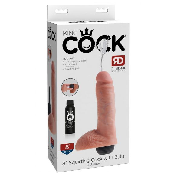 King Cock 8 - Naturtro 20cm sprøjtedildo