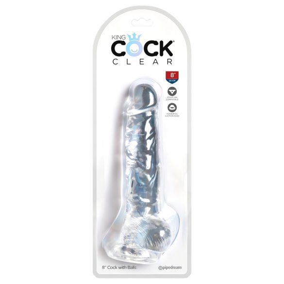 King Cock Clear 8 - sugekop dildo med kugler (20cm)