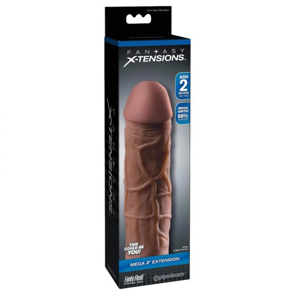 X-TENSION Mega 2 - Naturtro Penishylster (20,3cm) - Mørk Naturlig