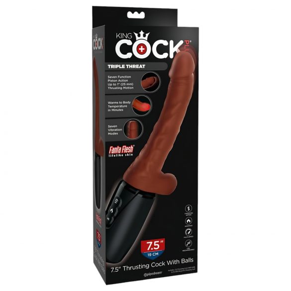 King Cock Plus 7,5 - kraftfuld brun vibrator med kugler