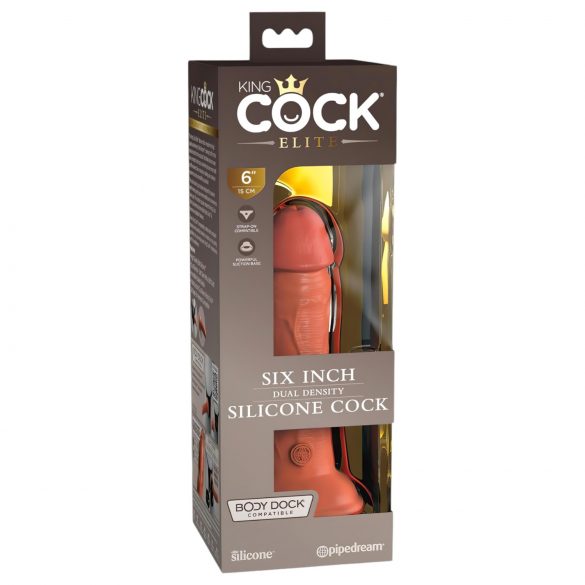 King Cock Elite 6 - sugekop dildo, realistisk, mørk (15cm)