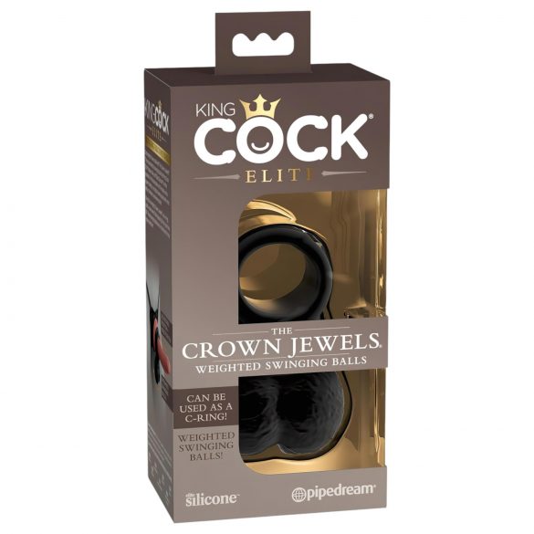 **King Cock Elite Crown Jewels - Swinging Balls, Penis Attachment (Black)**