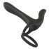 Sort Velvet - genopladelig duo-vibrator og penisring (sort)