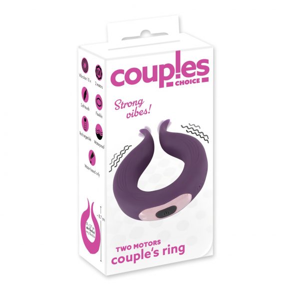 Couples Choice - opladelig, dobbeltmotor penisring (lilla)