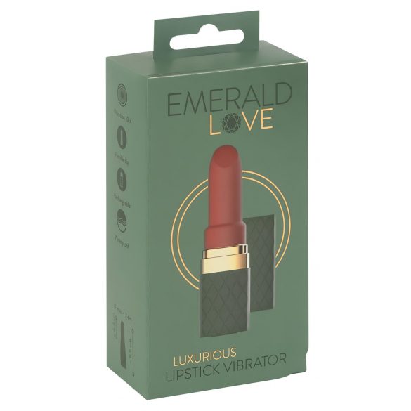 Emerald Love - genopladelig, vandtæt læbestiftsvibrator (rød)