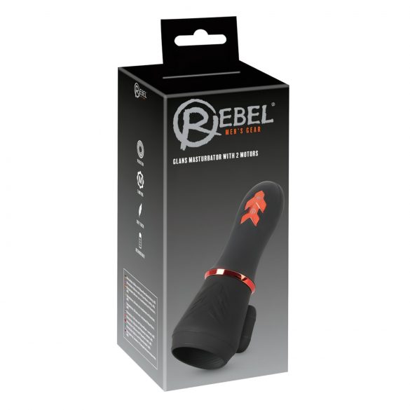 Rebel - genopladelig dobbelmotor glansvibrator (sort)