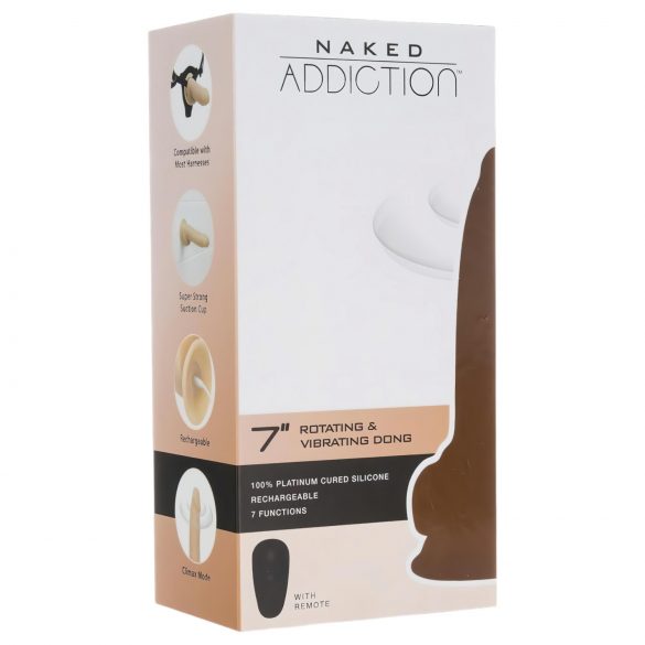 Naked Addiction Rotating 7 - genopladelig roterende vibrator (18 cm) - natur