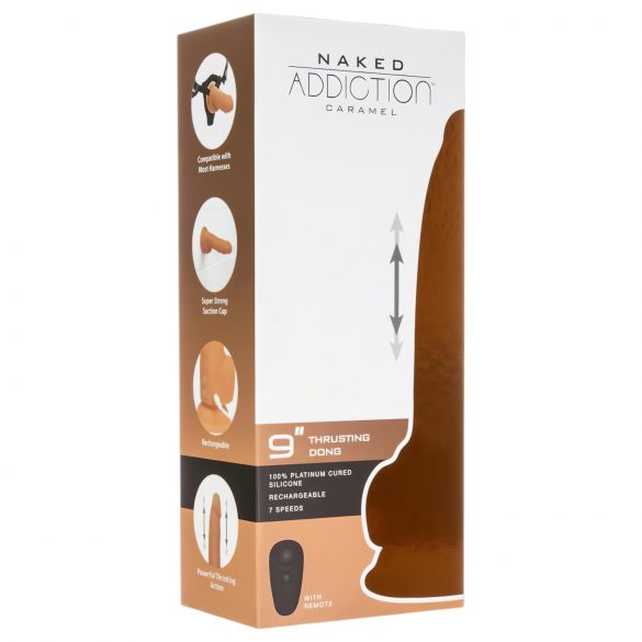 Naked Addiction 9 – Kraftfuld trådløs vibrator i mørk, 23 cm.