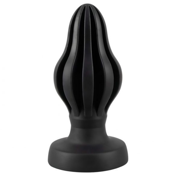 ANOS - blød ribbet analdildo - 5 cm (sort)