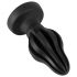 ANOS - ribbet blød anal plug - 7 cm (sort)