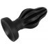 ANOS - ribbet blød anal plug - 7 cm (sort)