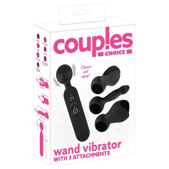 Couples Choice - genopladelig, opvarmelig massagevibrator (sort)