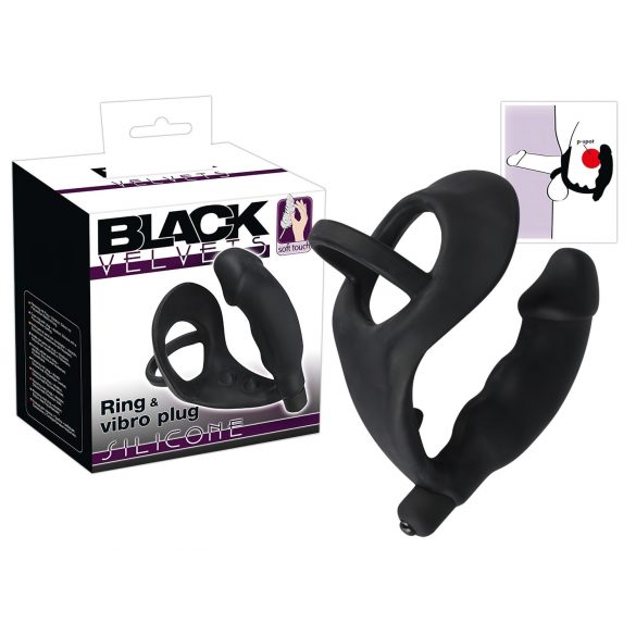 Black Velvet - Analvibrator m. penis- og kuglering (sort)