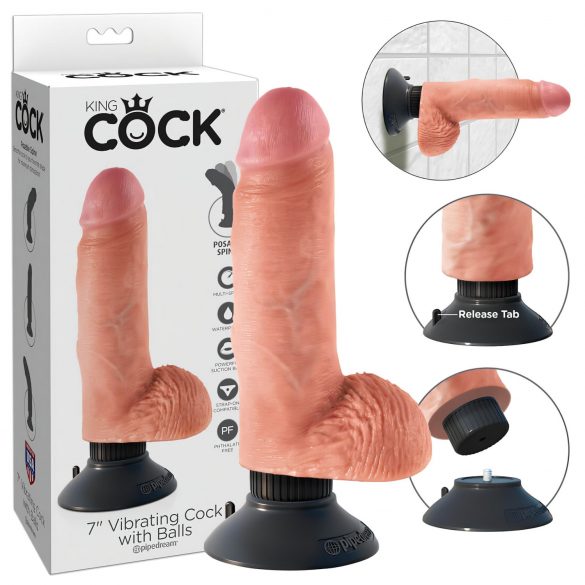 King Cock 7 sugekop-vibrator (18 cm) - naturlig