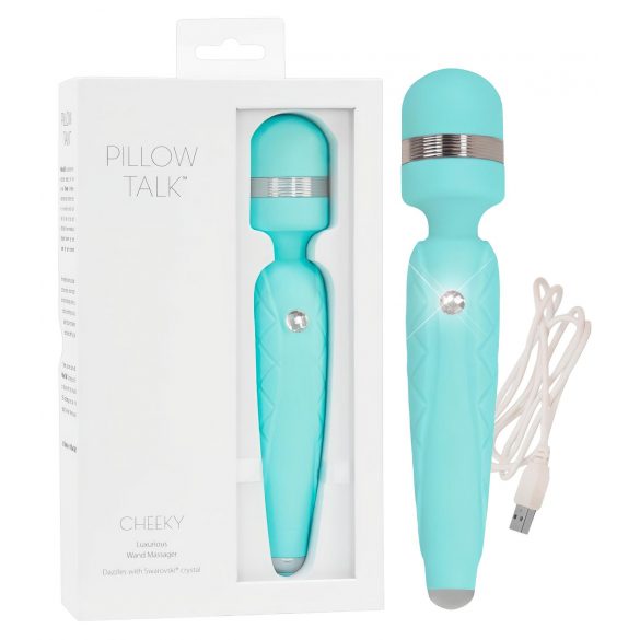 Pillow Talk Cheeky Wand - genopladelig massagevibrator (turkis)