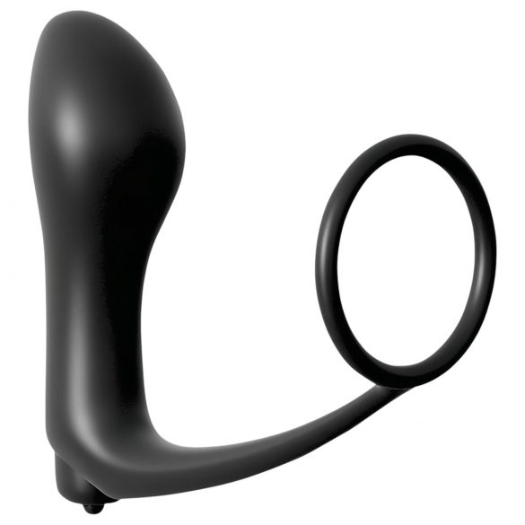 Analfantasy - analfinger-vibrator med penisring (sort)