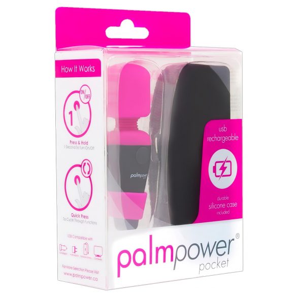 PalmPower Pocket Wand - lille massagestav (pink-sort)