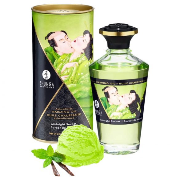 Shunga - varmende massageolie - midnats sorbet (100ml)