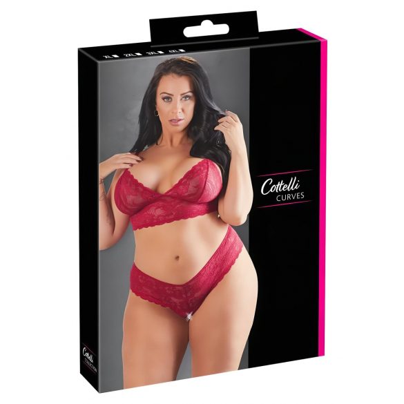 Cottelli Plus Size - Blødt Blonde BH-sæt (rød)