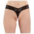 Cottelli - Dobbelt Perlekæde Blonde Thong (Sort)