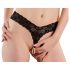 Cottelli - Dobbelt Perlekæde Blonde Thong (Sort) - M