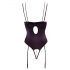 Abierta Fina - Strappy Rhinestone Bodysuit (Black) 