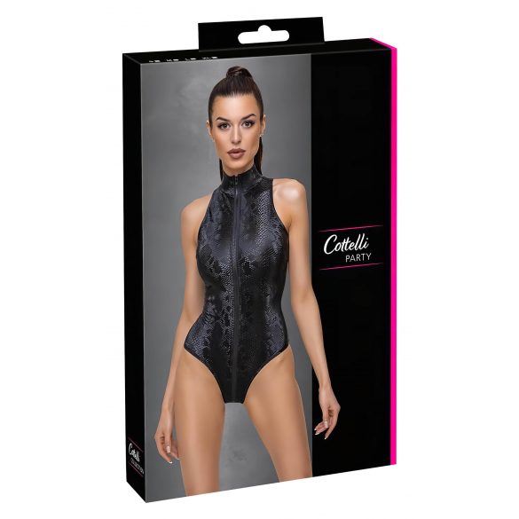 Cottelli Party - sort bodystocking i slangeskind (sort)